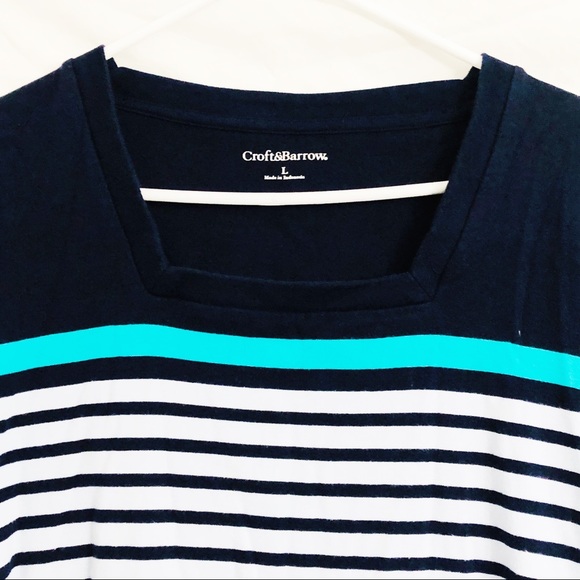Croft & Barrow Blue Striped Short Sleeved T-shirt - Picture 2 of 5